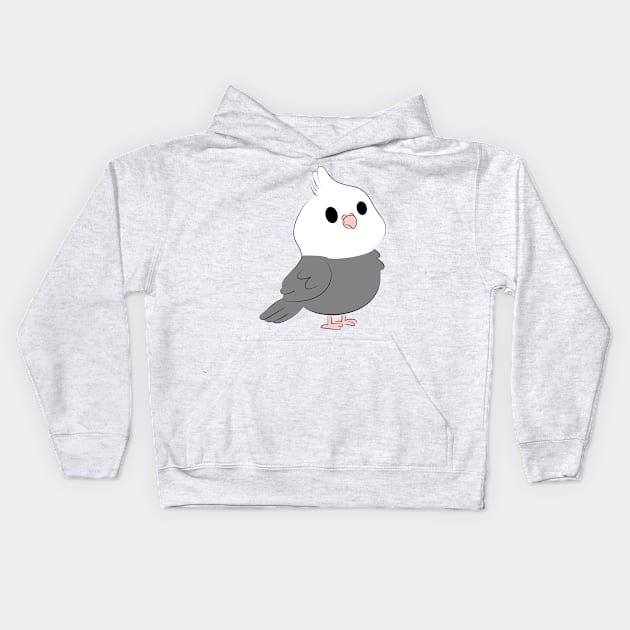 Chubby WhiteFace Cockatiel Kids Hoodie by IstoriaDesign